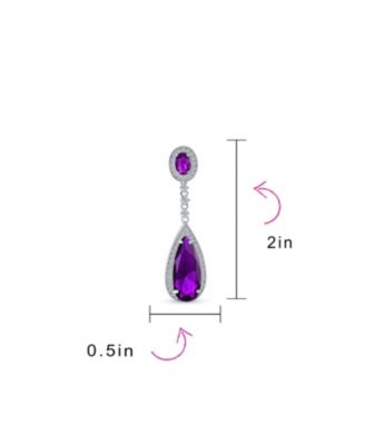 Cubic Zirconia CZ Teardrop Chandelier Screw Clip On Earrings Silver Plated