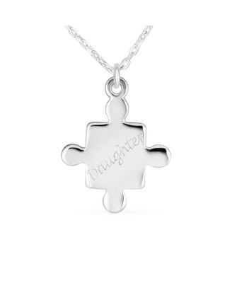 Best Friends Set Puzzle Word Mother Daughter Pendant Necklace Sterling Silver