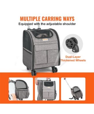 Cat Travel Carrier with Removable Wheels for Under 18LBS