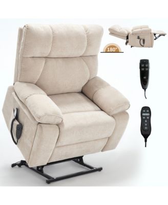 Heat Massage Dual Motor Infinite Position Up to 350 LBS Large Electric Power Lift Recliners with Hidden Cup Holders