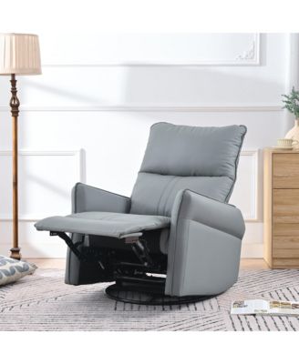 360 Swivel Recliner Chair, Manual Rocker Recliner with Extendable Footrest & Side Pockets