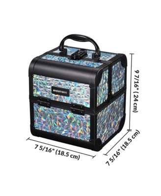 Makeup Train Case Kit with Cube Case Cosmetic Organizer Mermaid Silver