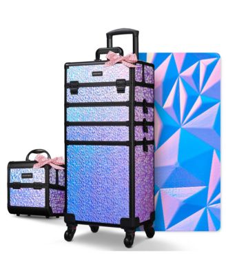 Makeup Train Case Kit with Cube Case Cosmetic Organizer Mermaid Purple