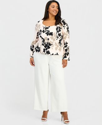 Plus Size Printed Scoop-Neck Jacket