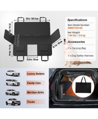Dog Car Seat Extender | Hard-Bottom Hammock Bed, Mesh Window, 350 lb Support