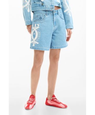 Women's Denim Bermuda shorts with embroidery Shorts