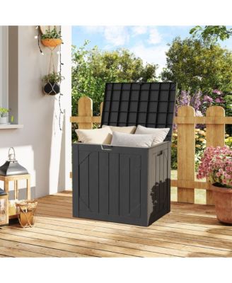 Outdoor Storage Box 30 Gallon Deck Box Outdoor Storage Bench Outside Waterproof Resin Storage Bench