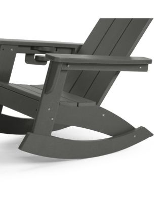 Outdoor HDPE Plastic Preschool Toddler Modern Adirondack Rocking Chairs  Set of 2