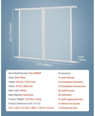 RV Screen Door Protector Grille, 28.5 x 31.5 in Aluminum Alloy Mesh Guard, Easy Install/Remove, Pet Protection, White