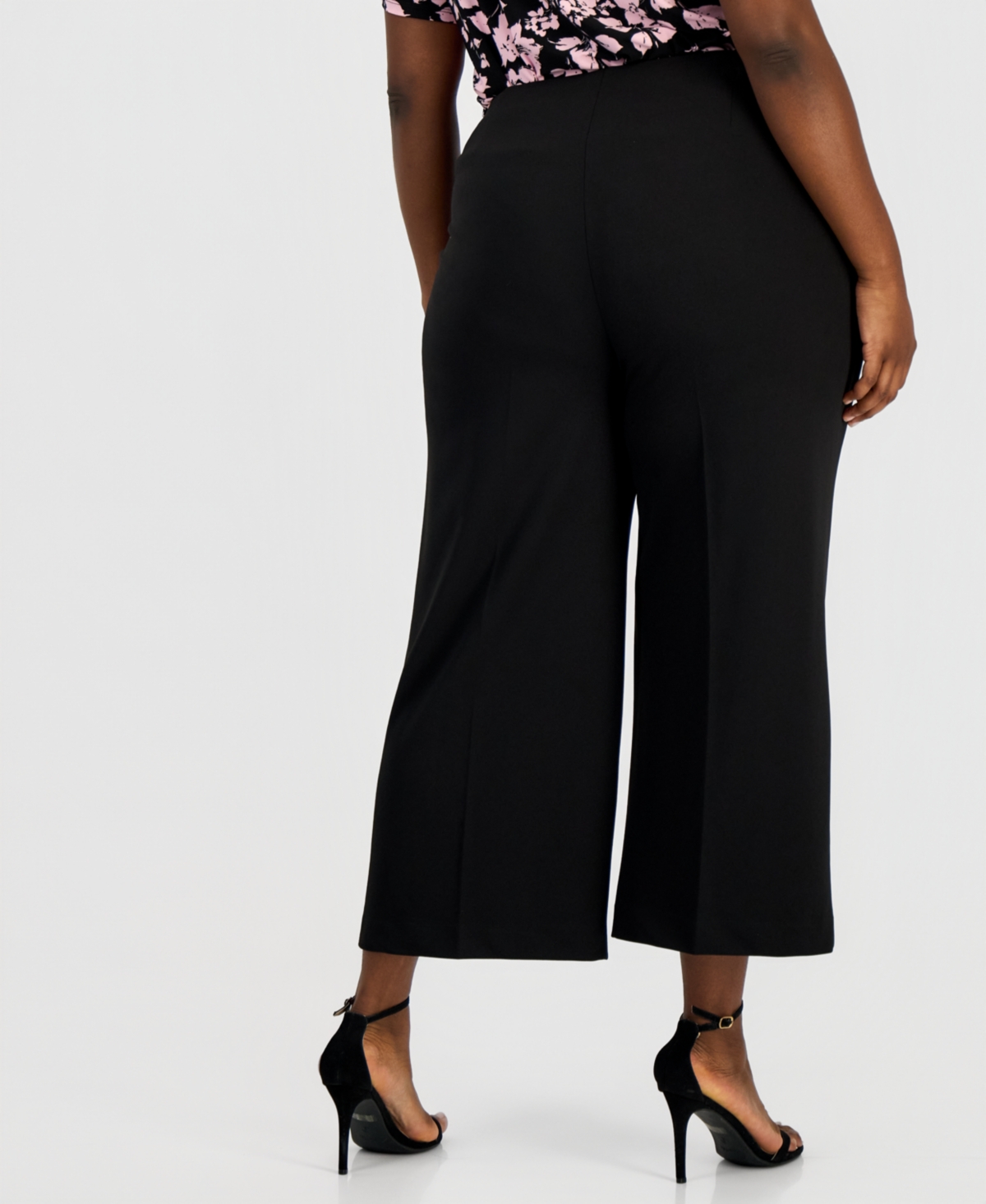 Anne Klein Essentials Plus Wide-Leg Cropped Pull-On Pants