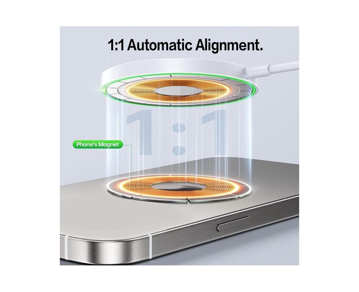 Risokeys 15W Max Fast Wireless Charging Pad, Magsafe Wireless Charger Compatible with iPhone 16/16Pro /16 Pro Max/iPhone 15/15Pro/15 Plus(White)