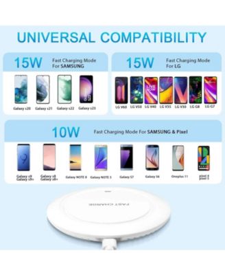 Round desktop wireless charger, 15W maximum fast wireless charging pad, compatible with i-Phone 14, for Apple Huawei wireless charging,White