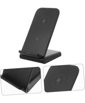15w fast charging stand dual coil wireless charger, desktop mobile phone vertical wireless charger for desktop vertical and placement, black