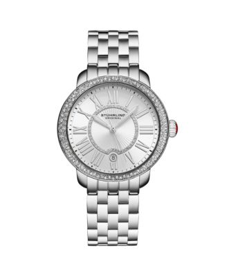 Celestia 4080 Women s Quartz 38mm Watch with Swarovski Crystal Bezel, Roman Numeral Sunray Dial & Stainless Steel Bracelet