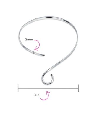 Modern S Swirl Geometric Collar Choker Statement Necklace .925 Silver Sterling