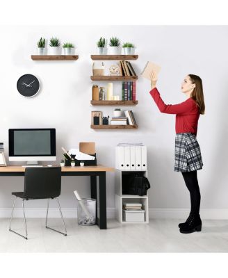 5 Pack 16 Inch Long Floating Wall Shelves for Bedroom, Decor, Kitchen, Living Room - for Trophies, Frames, Bookshelf