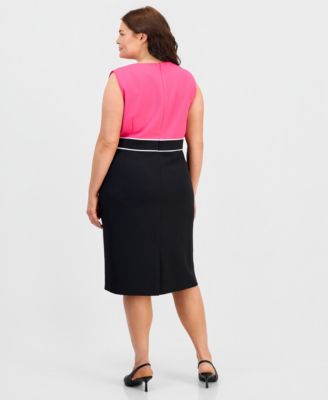 Plus Size Sleeveless Colorblocked Sheath Dress