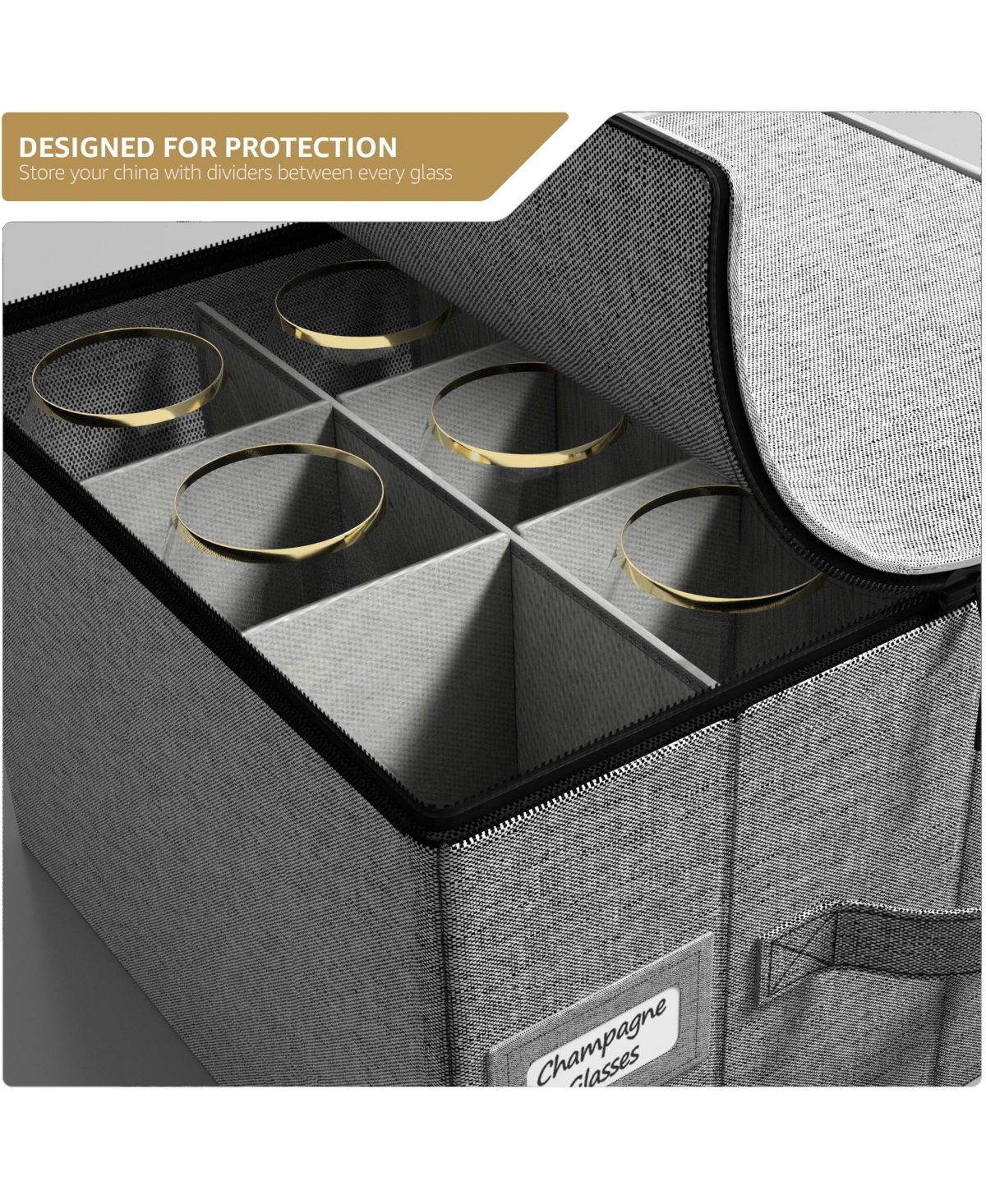 Sorbus Champagne Flute Glasses Organizer Case with Lid (Holds Service for 12) with Felt Protectors