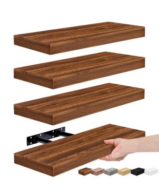 4 Pack Wall Mounted Floating Shelves - for storage and displaying showpieces, home decor items, and other prized possessions