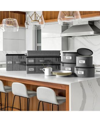 China Storage Containers – Dinnerware Organizer for Dessert Plates with Lid (Holds Service for 12) with Felt Protectors – 7.25 x 5