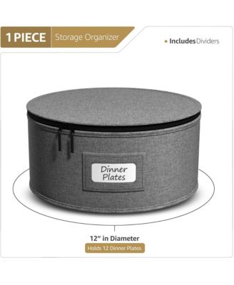 China Storage Containers – Dinnerware Organizer for Dinner Plates with Lid (Holds Service for 12) with Felt Protectors – 12 x 6.25