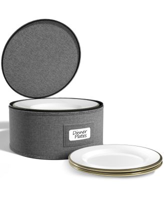 China Storage Containers – Dinnerware Organizer for Dinner Plates with Lid (Holds Service for 12) with Felt Protectors – 12 x 6.25