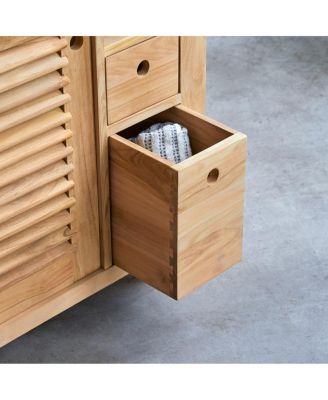 Solid Natural Teak Wood Vanity Cabinet Wash-stand Bathroom Wash Unit Design