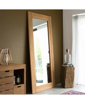   Solid Natural Teak Wood Mirror 200x90cm Modern Design Bathroom Living Room