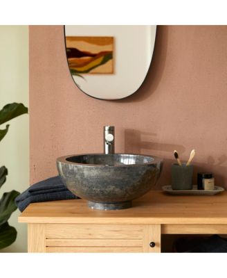 Smooth Genuine Marble Washbasin in a Modern Design Standard Bathroom