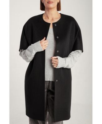 Women's Cashmere Short Sleeve Crew Neck Coat