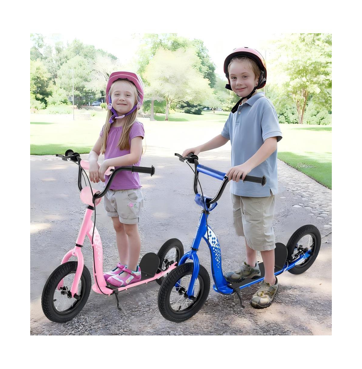 Hongge Adjustable Kick Scooter with Inflatable Tires and Rear Brake