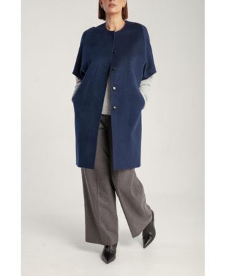 Women's Cashmere Short Sleeve Crew Neck Coat