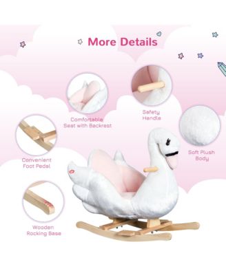 Baby Rocking Horse, Plush Animal Rocker w/ Realistic Sound, Pedals