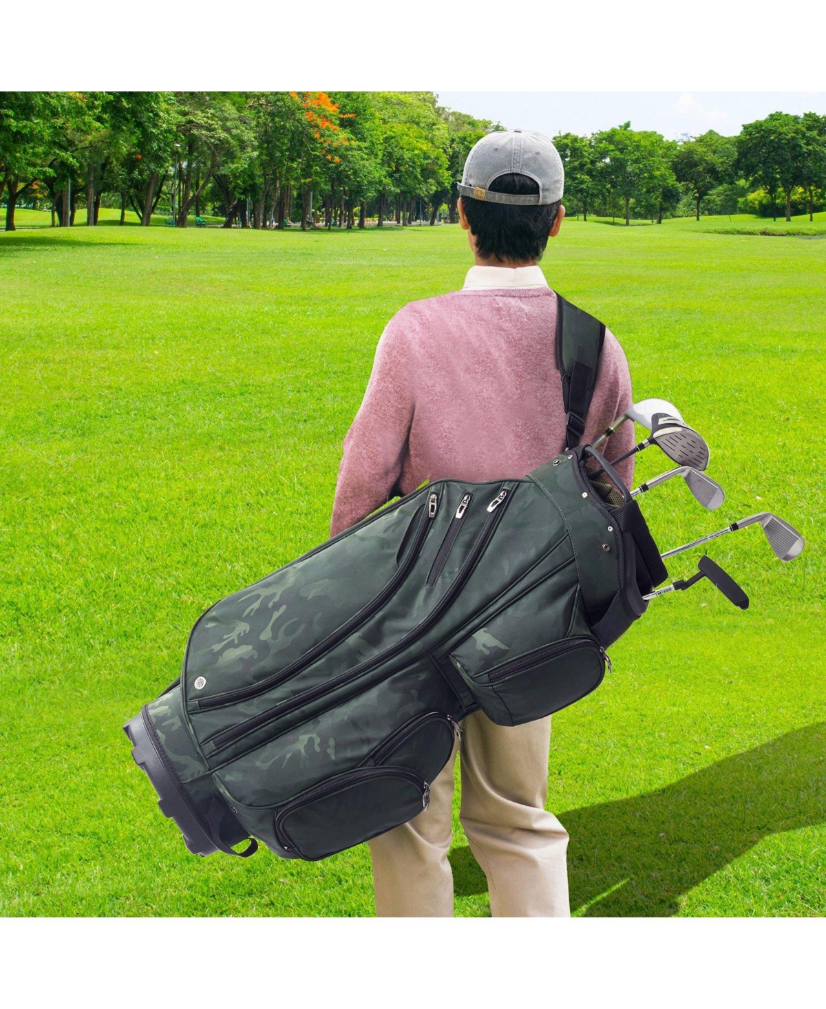 Mecale Golf Cart Bag, 14-Way Divider Top, 36", 11 Pockets, Premium Nylon, Handles, Dust Cover & Detachable Straps