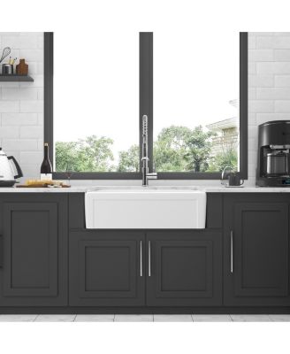 Farmhouse Sink Ceramic Porcelain Reversible Apron Front Single Bowl