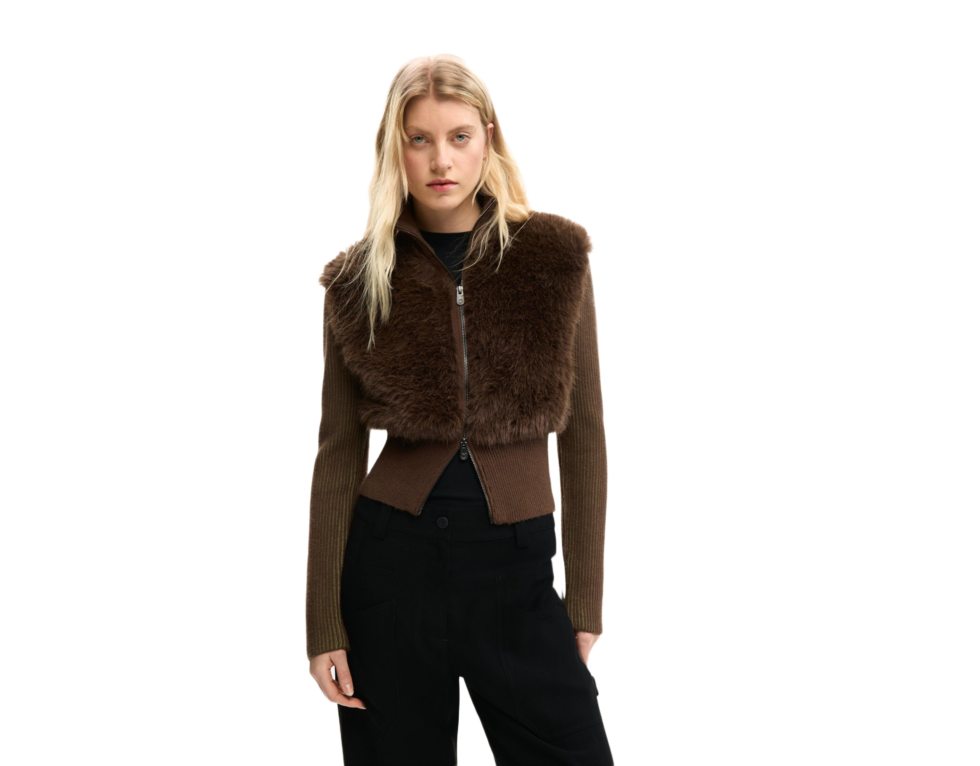 Desigual Women's Knit Sweater With Fur