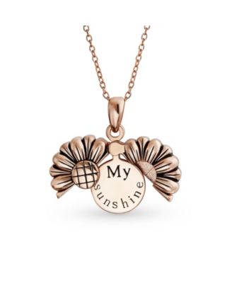 My SUNSHINE Words Sunflower Open Locket Pendant Rose Gold Plated Sterling Silver