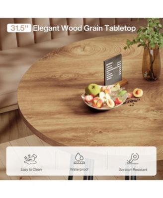 Industrial Round Dining Table, 31.5-Inch Wood Kitchen Table for 2-4 People, Small Circle Kitchen & Dining Room Furniture