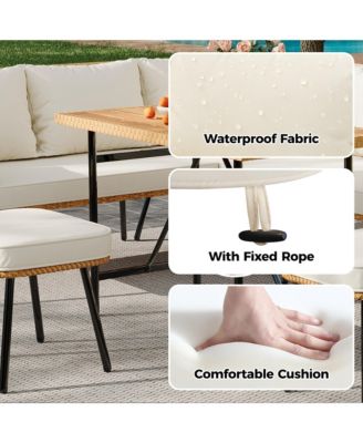 6 Pieces Outdoor Wicker Patio Conversation Bistro Set