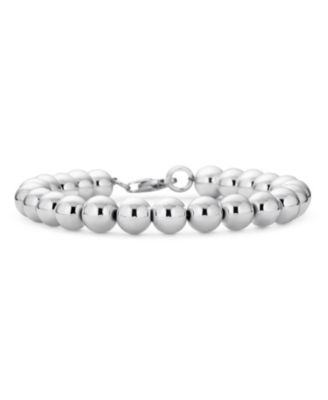 Classic Hand Strung 8MM Bead Ball Strand Bracelet .925 Sterling Silver 7.5 Inch