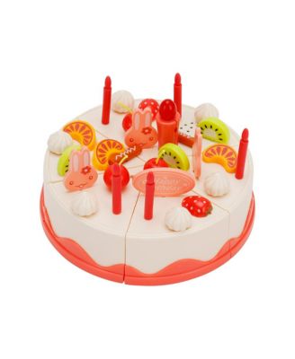 82-Piece Birthday Cake Playset for Kids with Light-Up Candle, Music & Cuttable Cake