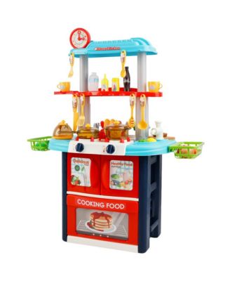 Kids Kitchen Playset with Light, Sound & Spray Functions for Realistic Pretend Play