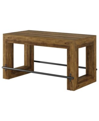 59-Inch Counter Height Bar Table, Wooden Pub Table with Metal Footrest for Kitchen & Dining