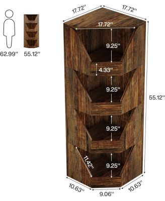 4-Tier Fruit and Vegetable Storage Rack, 55.12" H Freestanding Open Storage Basket Stand, Wood Corner Vegetable Fruit Shelves