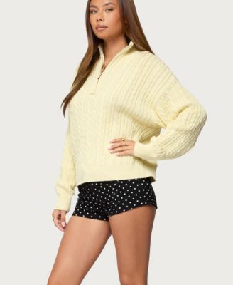 Women's Sarie Cable Knit Quarter Zip Sweater