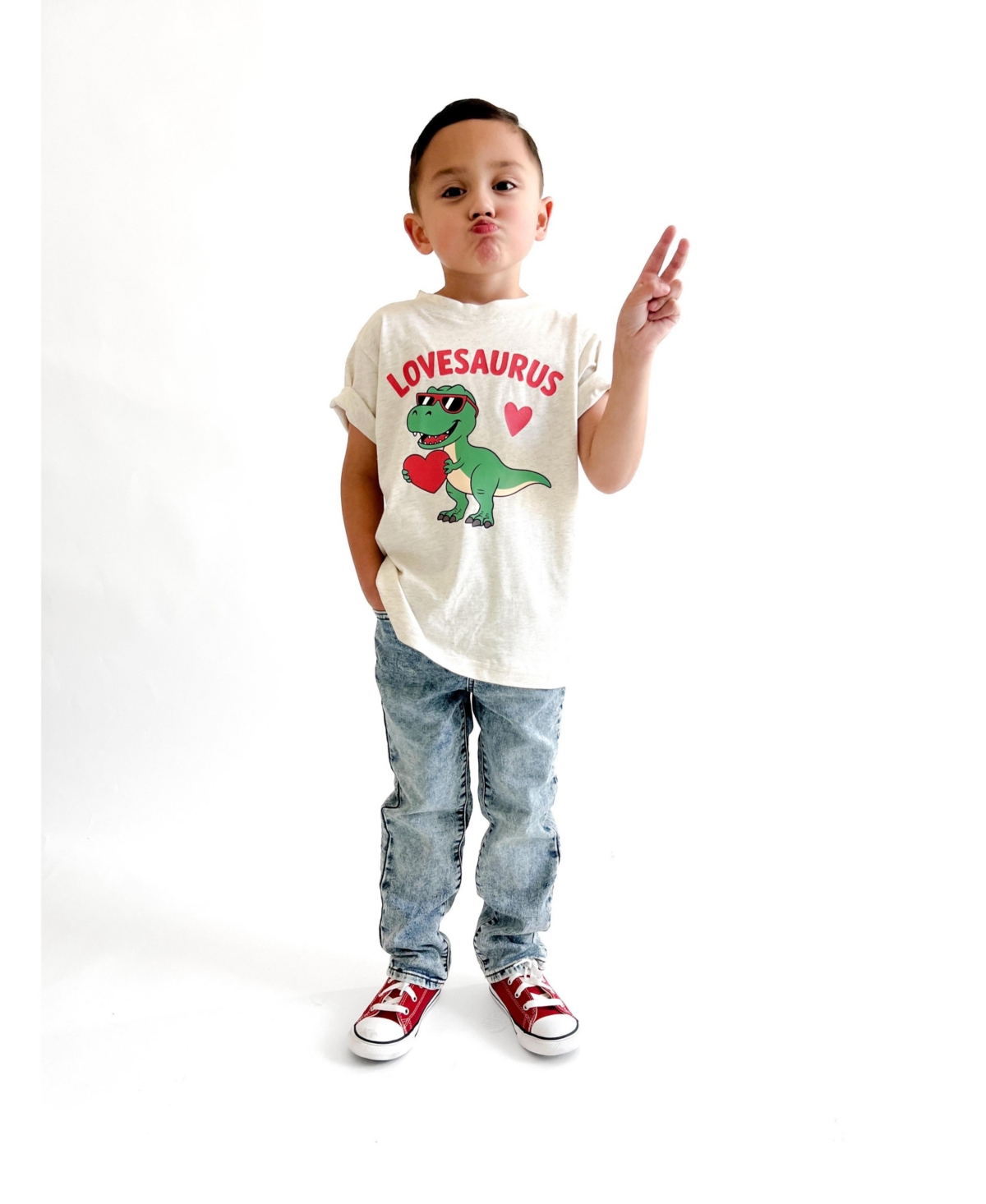 Sweet Wink Toddler Boys Lovesaurus Valentine's Day Short Sleeve T-Shirt
