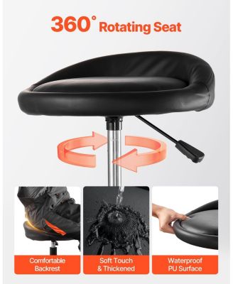 Rolling Shop Stool, Pneumatic Adjustable Height Garage Seat, 300 lb Capacity, 360° Swivel Padded Workshop Stool with Casters