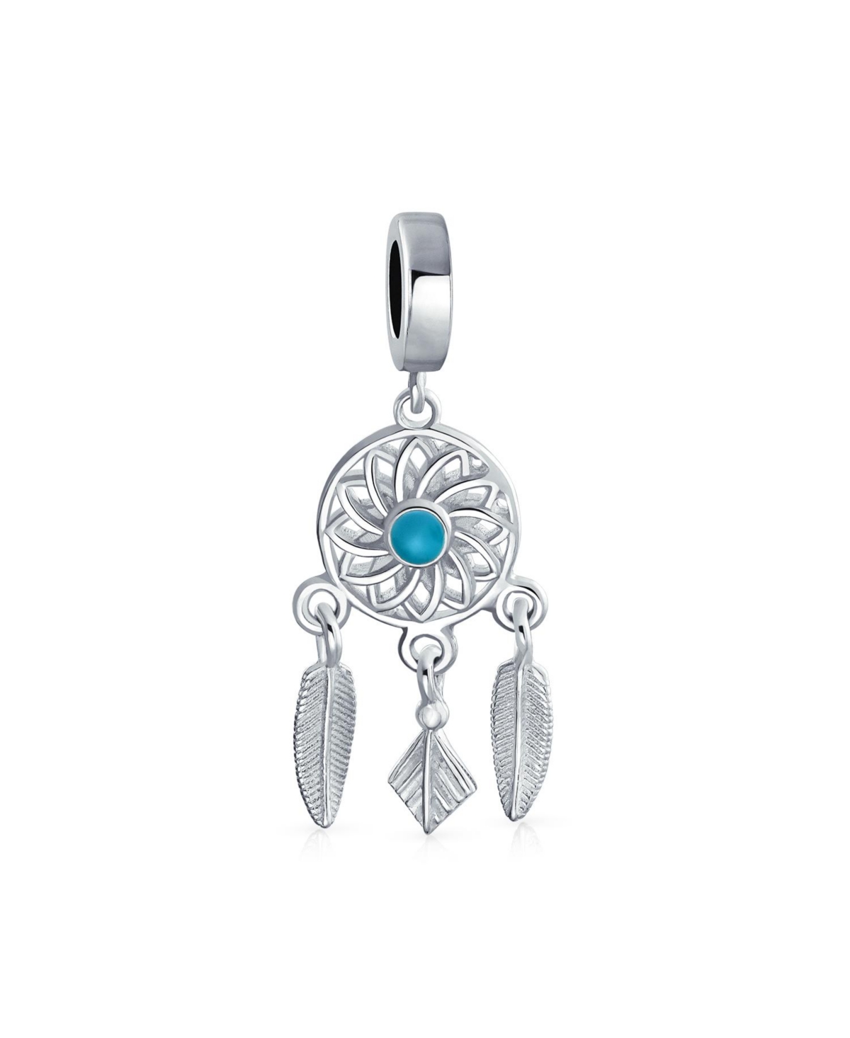 Bling Jewelry Native American Dream Catcher Feather Dangle Charm Bead Silver For Bracelet