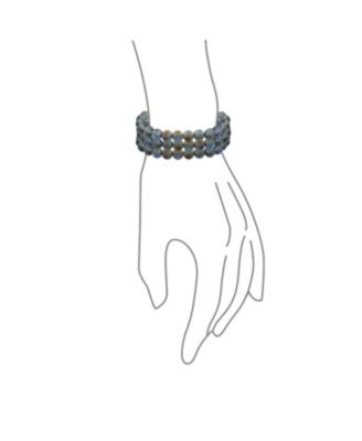 Set Of 3 Created Blue Moonstone 8MM Bead Stretch Bracelet Stacking Strands