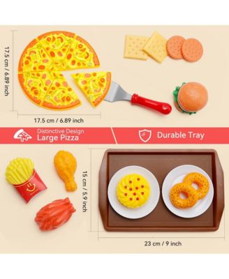 56-Piece Kids Pretend Diner Playset, Toy Food Set with Hamburger, Fries, Sandwich & Waffle